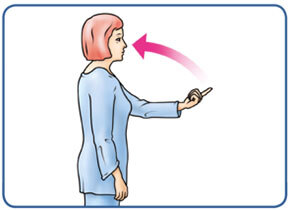 Abbildung Schwindelübungen: im Stehen mit dem Finger auf die Nasenspitze