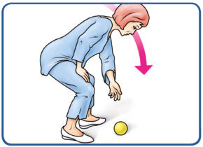 Abbildung Schwindelübungen: Stehend einen Gegenstand vom Boden aufheben